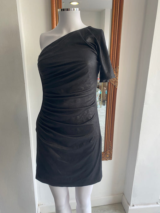 Catherine Malandrino Black Textured Leather Look Dress Size 6-8