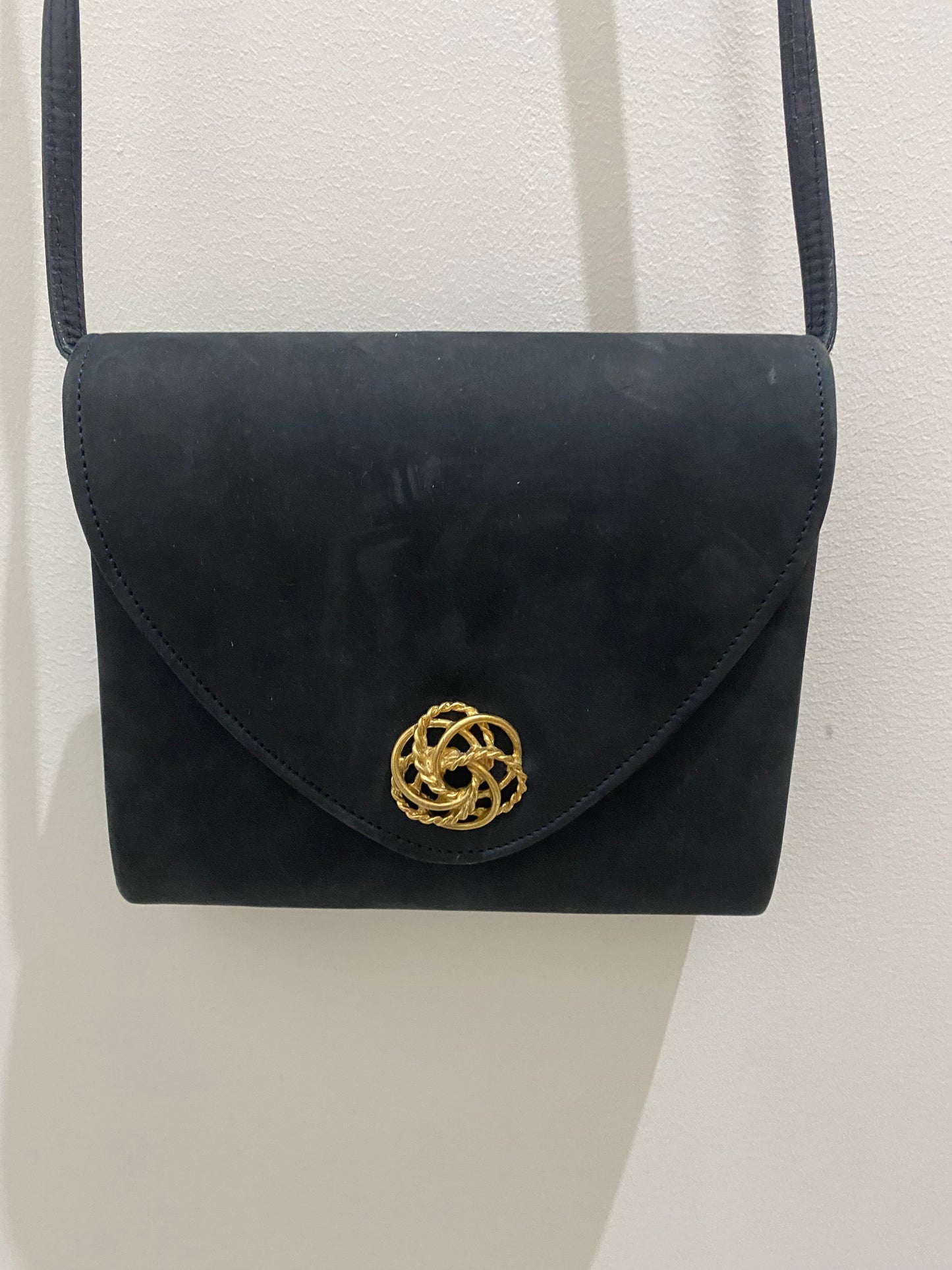 Black Nubuck Crossbody Handbag