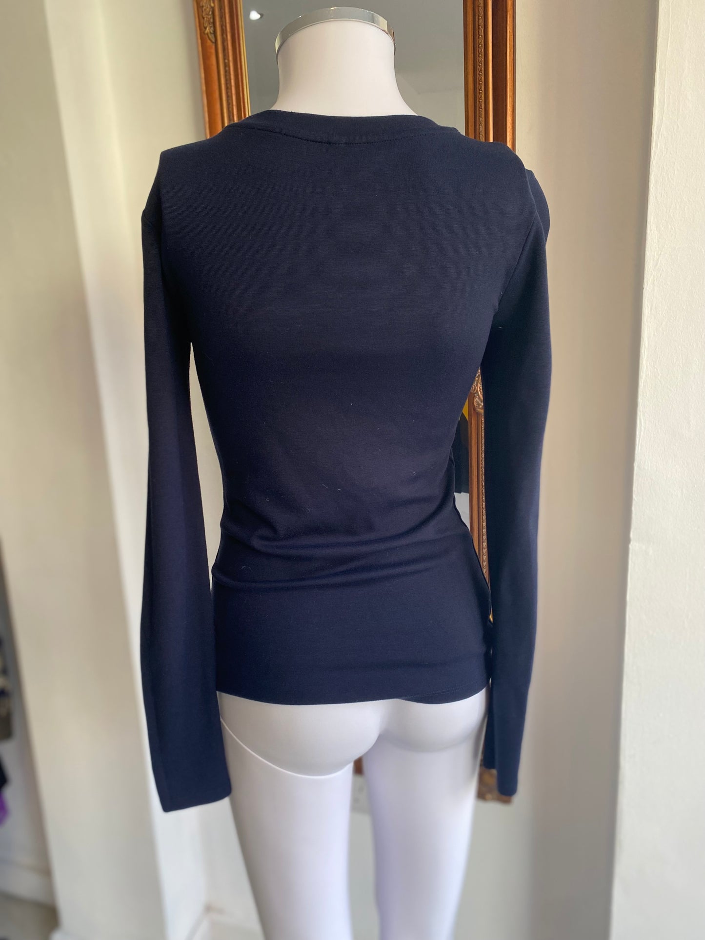 Karen Millen Navy Top with Mustard Pattern Size 10