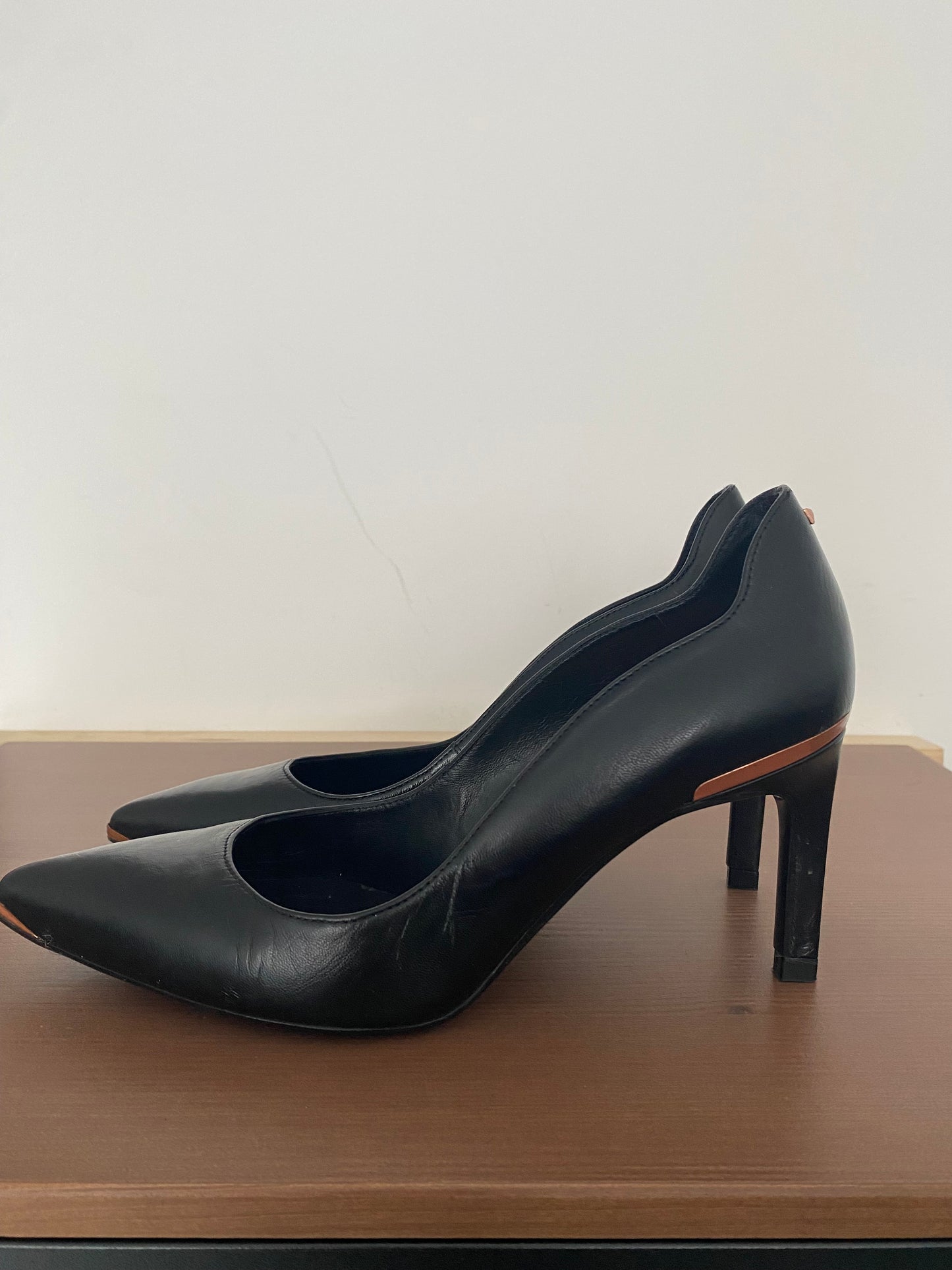 Ted Baker Black Leather Court Shoes Size 4