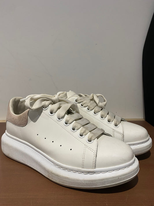 Alexander McQueen White Trainers with Blush Pink with Box Size 6