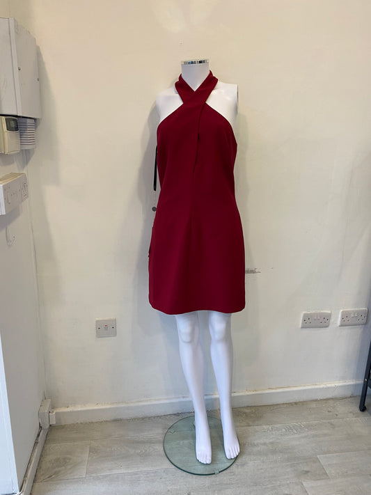 Halston Red Halter Neck Dress Size 8