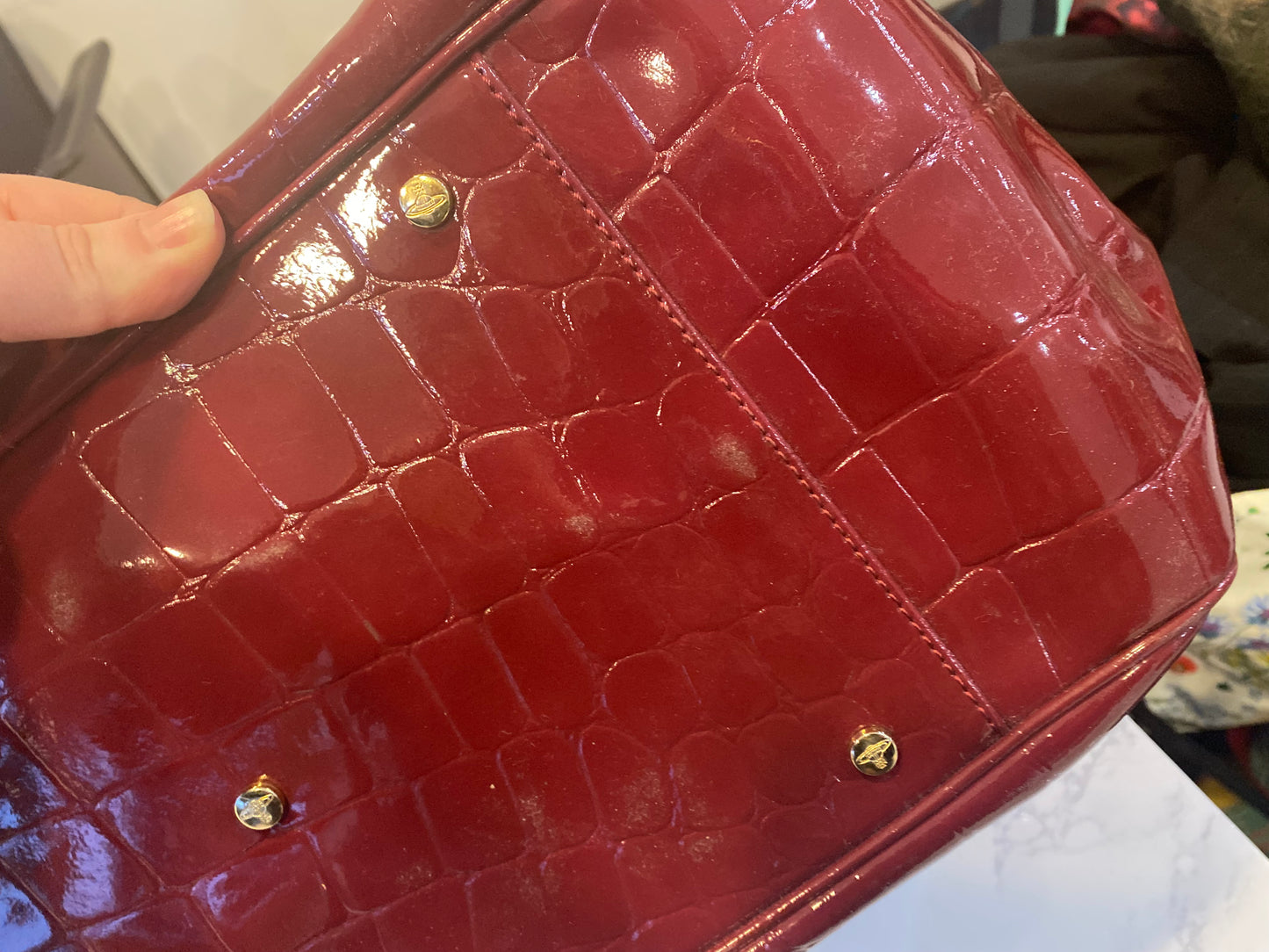 Vivienne Westwood Red Patent Leather Crimson Handbag with Dust at