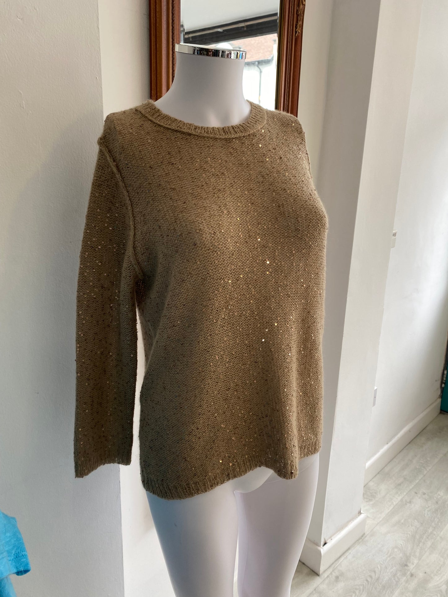 Jigsaw Beige Sequin Jumper Size Medium