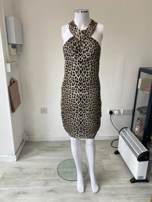 Alice and Olivia Leopard Print Halter Neck Dress Size 8