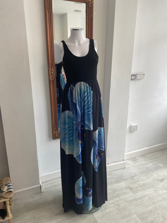 Alice and Olivia Blue Floral Print Maxi Dress Size Small 8-10
