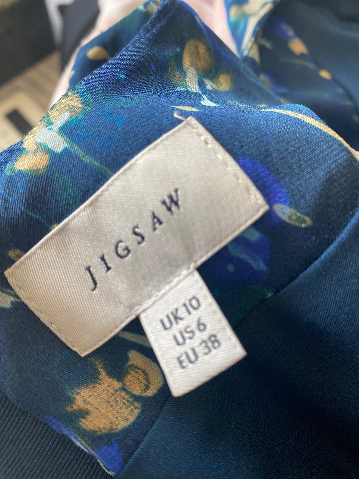 Jigsaw Blue Floral Print Dress Size 10