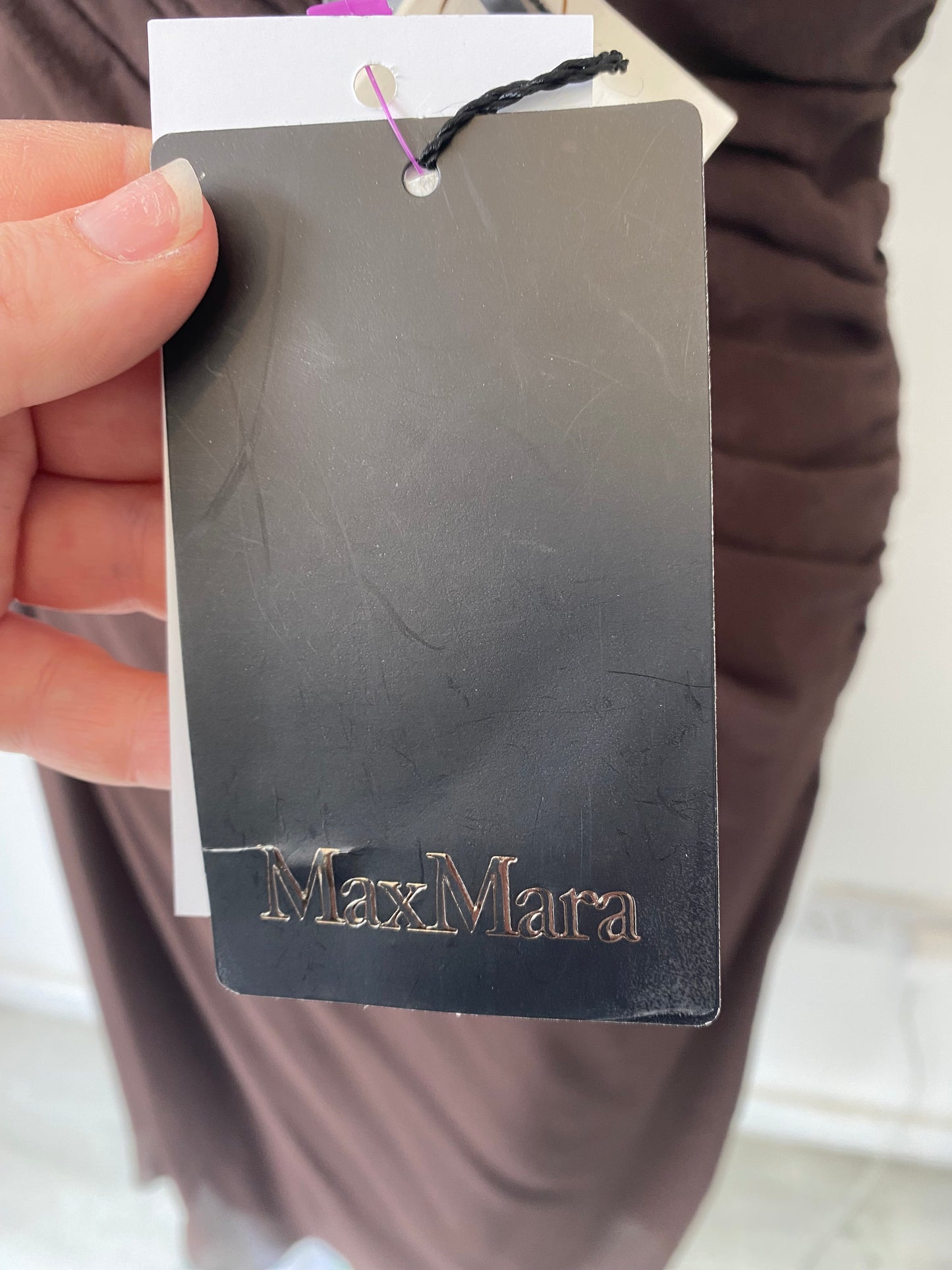 Max Mara Brown One Shoulder Dress Size 14