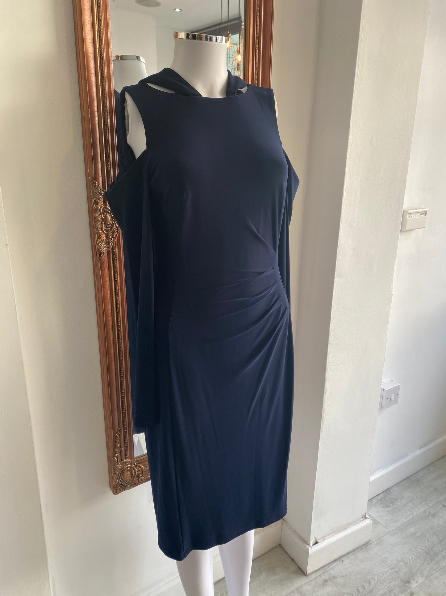 Lauren Ralph Lauren Navy Blue Cold Shoulder Dress Size 8