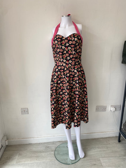 Handmade 1950s Style Floral Tea Dress Size 10