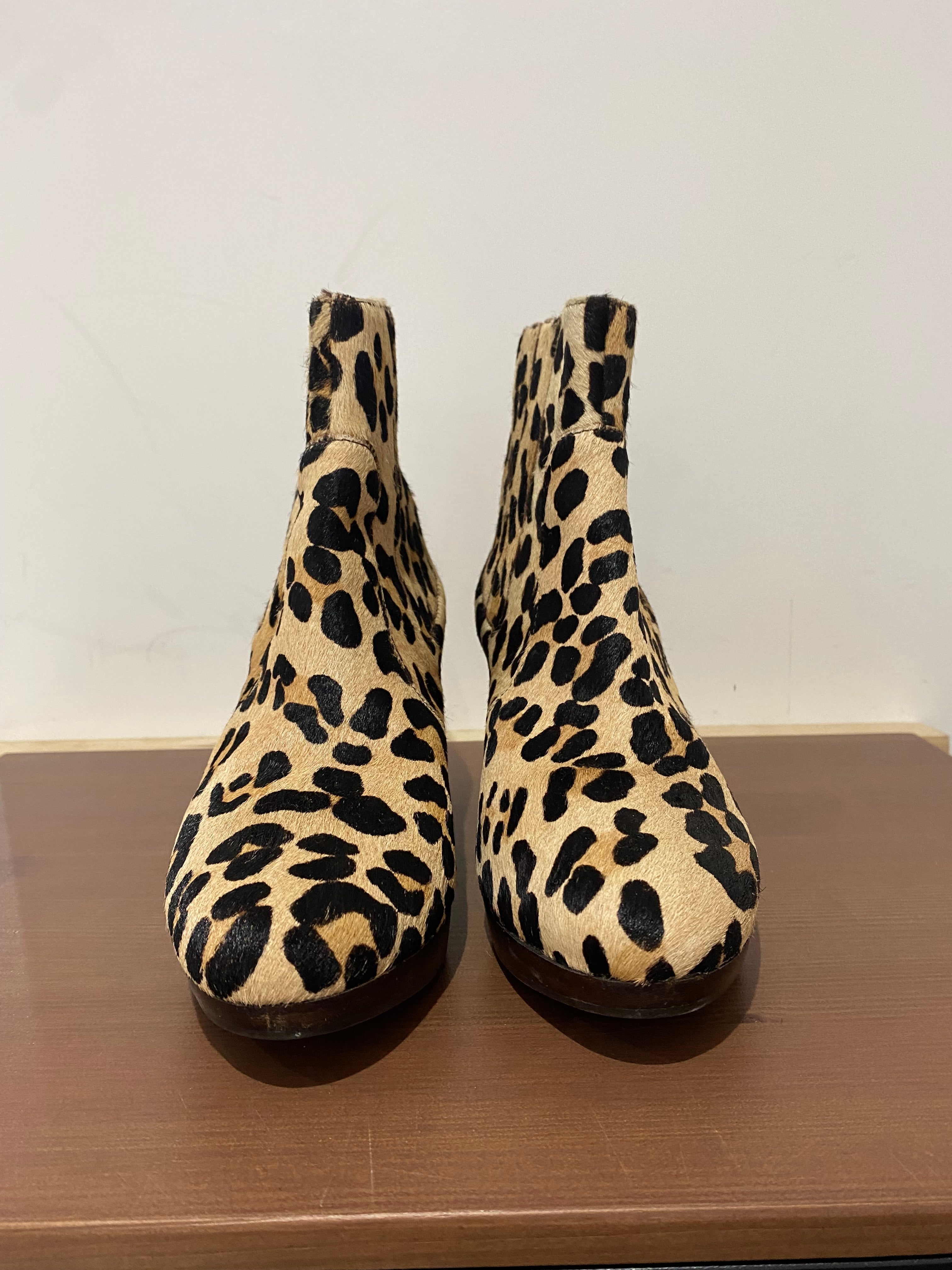 Cheetah print wedge booties hotsell