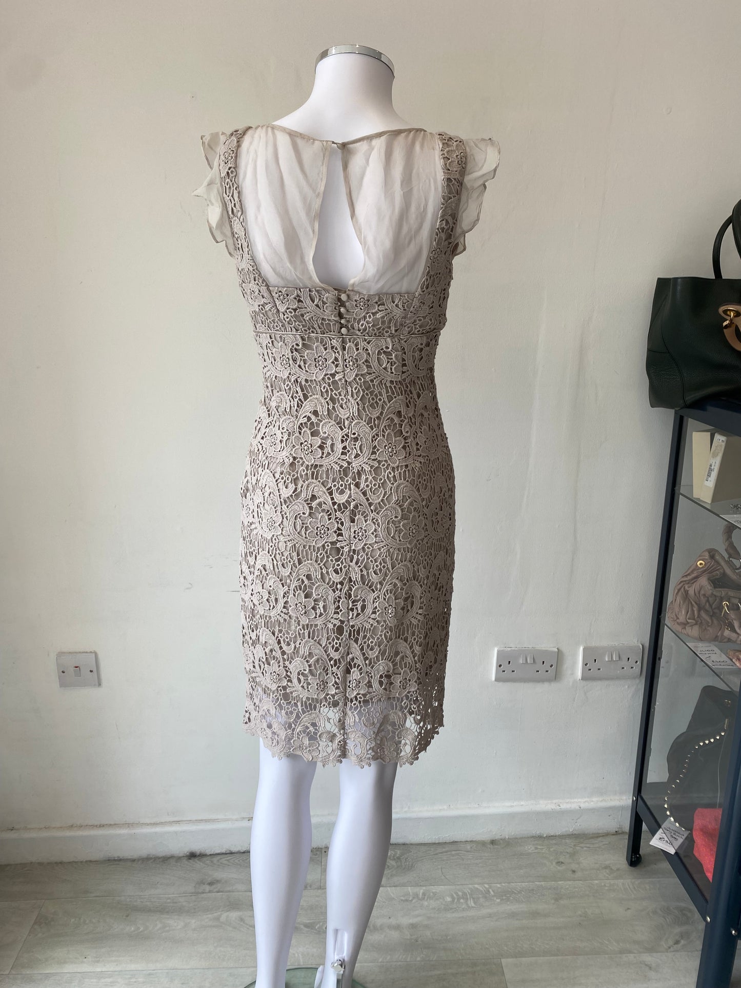 Mint Velvet Beige Lace Dress Size 8