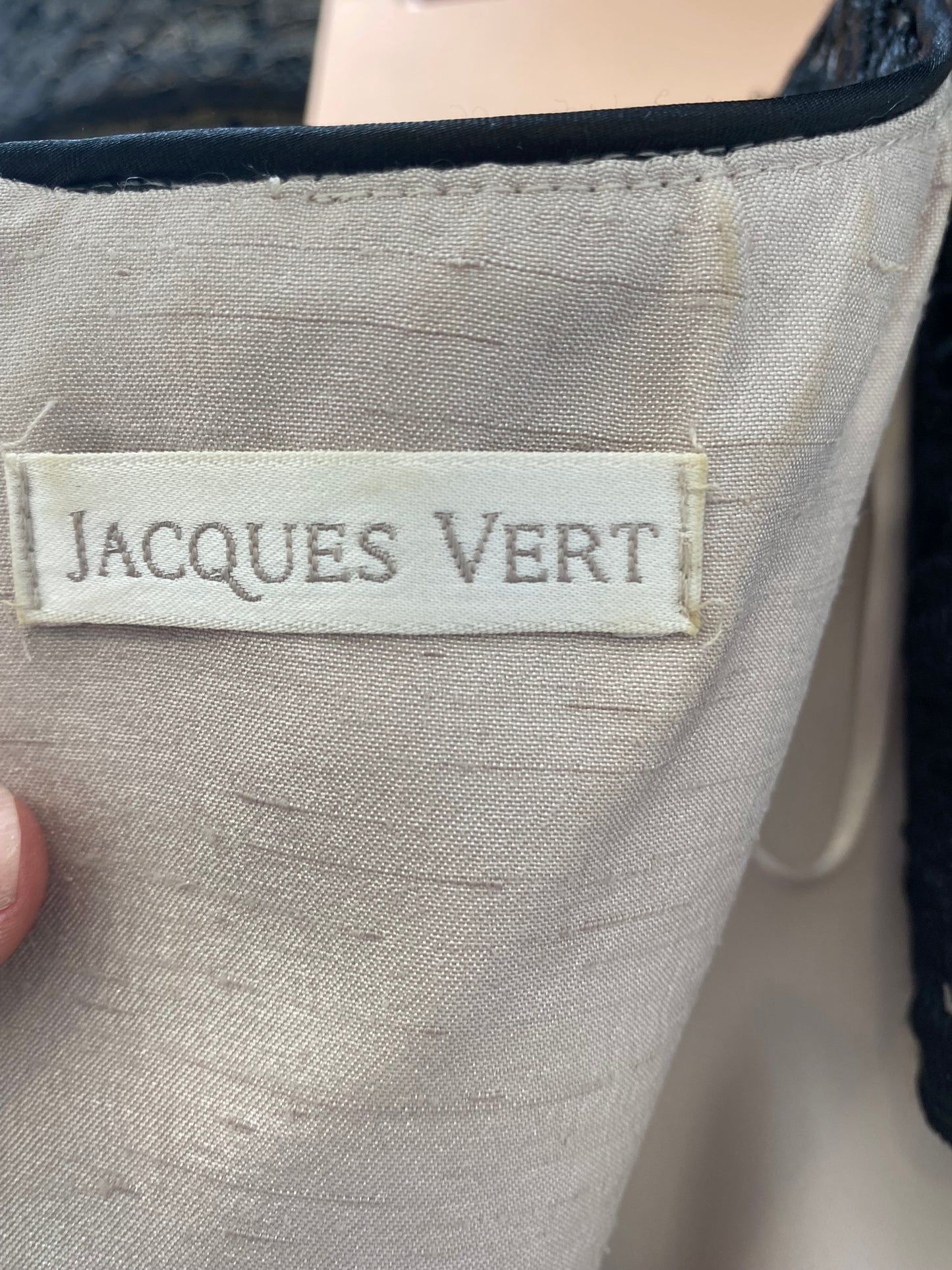 Jacques Vert Dress and Jacket Beige with Lace Overlay Size 12