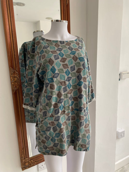 Seasalt Cotton Grey Patterned Tunic Size 14