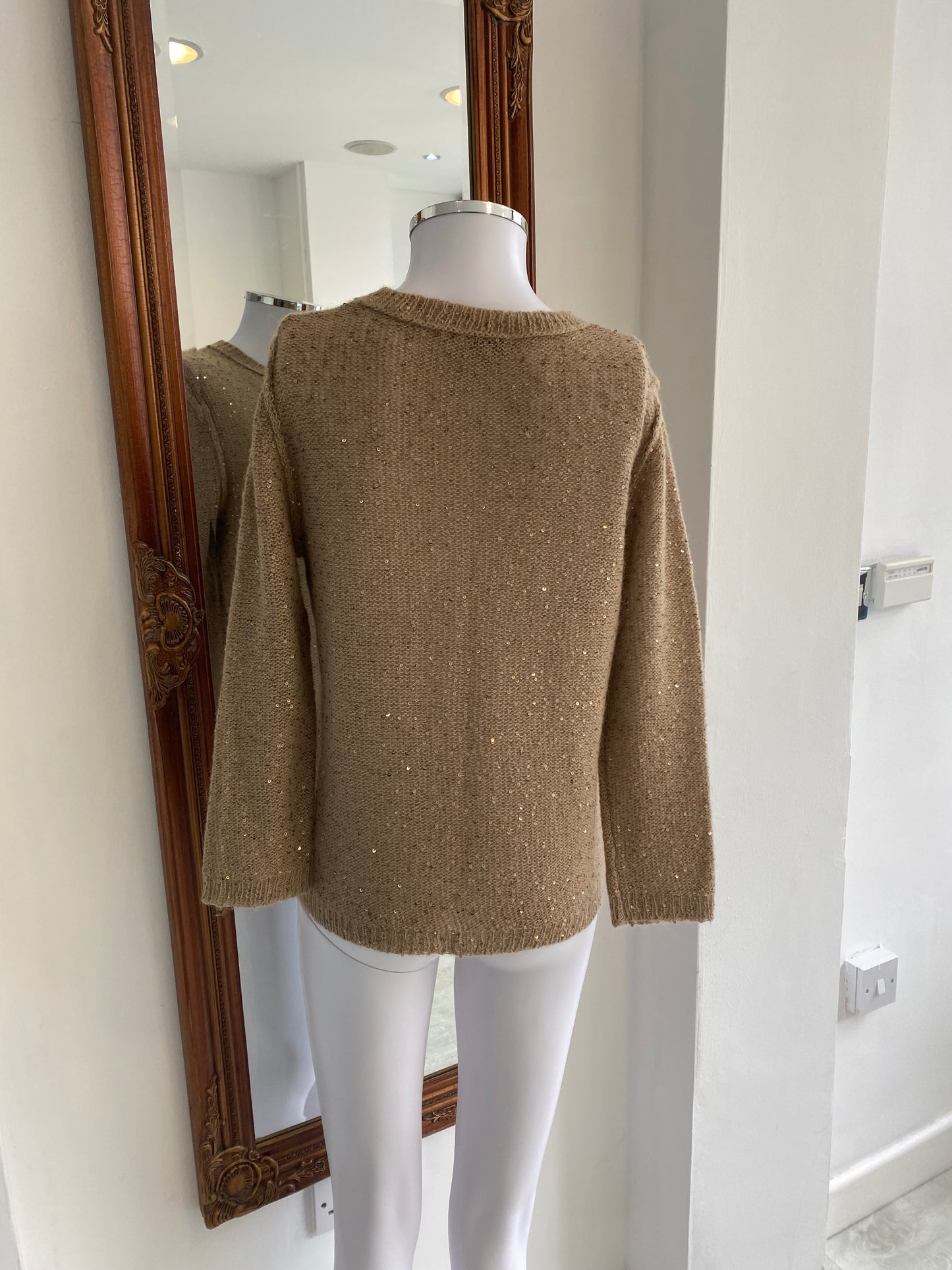 Jigsaw Beige Sequin Jumper Size Medium