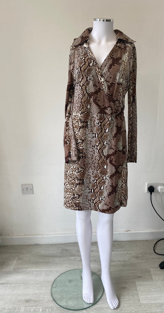 BCBG Maxazria Snake Print Wrap Dress Size 8-10