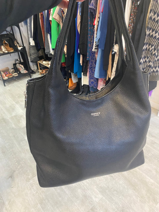 Osprey Black Leather Shoulder Handbag