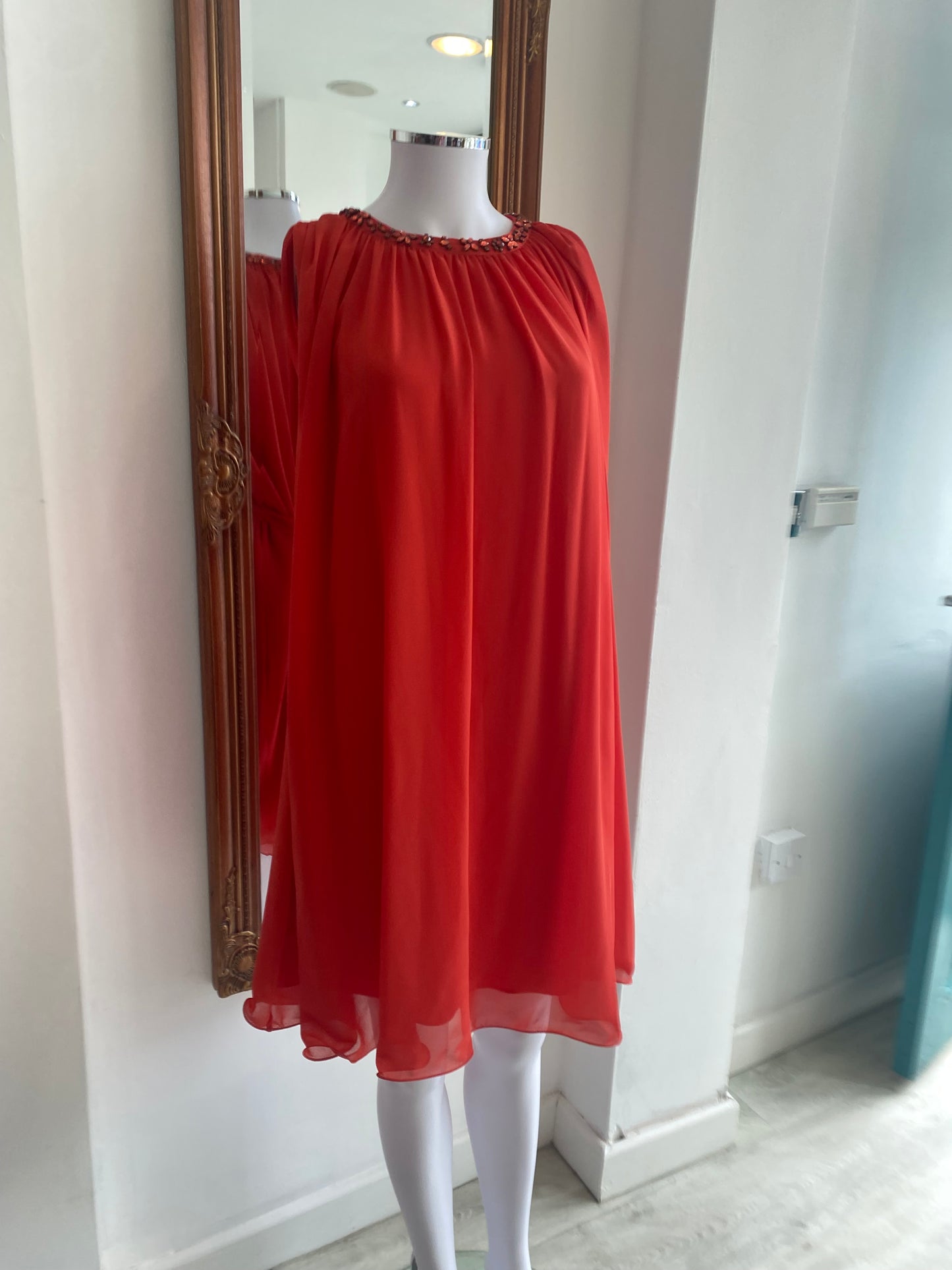 Ted Baker Orange Floaty Dress Size 6-8