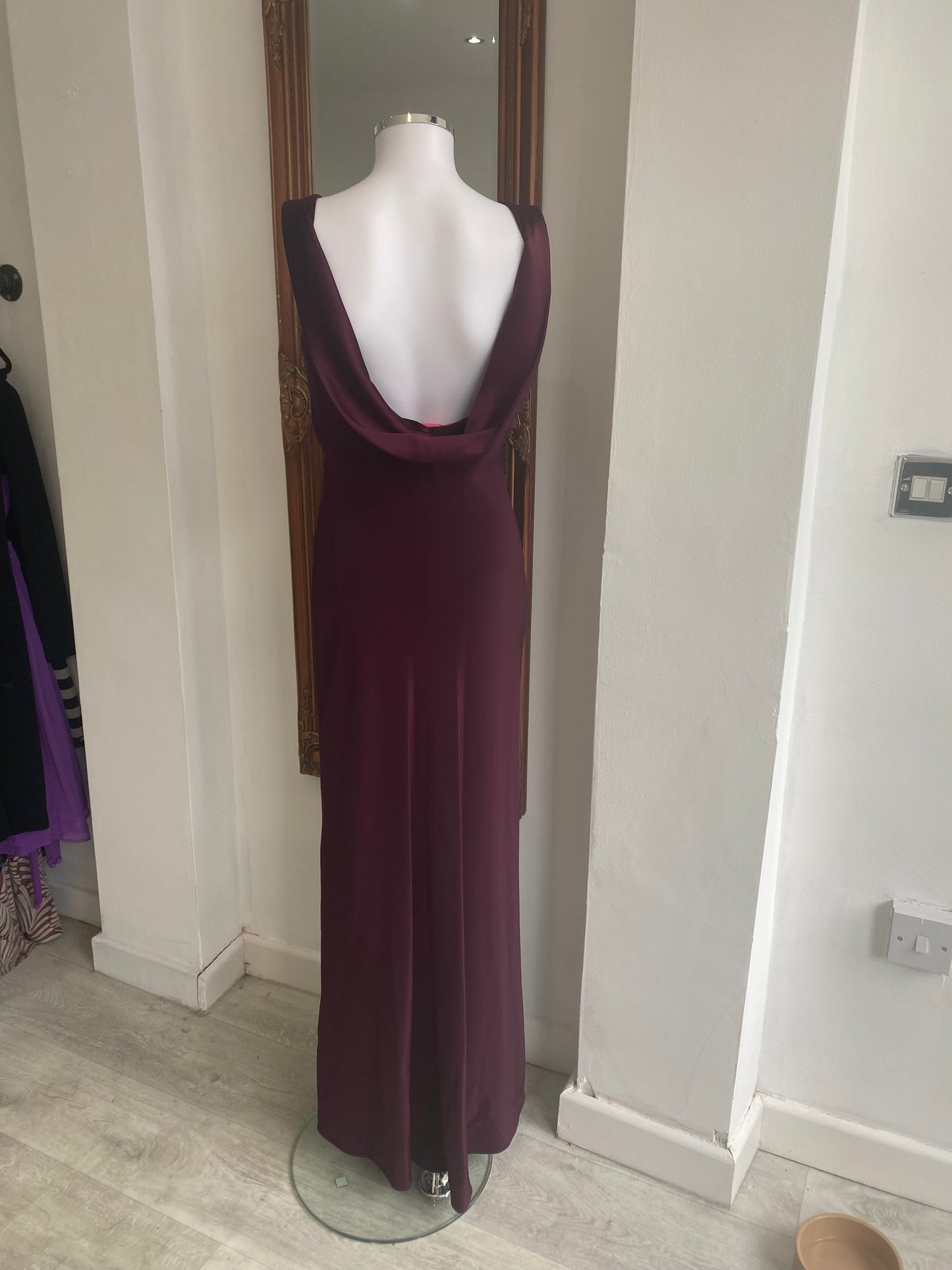 Monsoon Cowl Back Dress Maroon Size 10