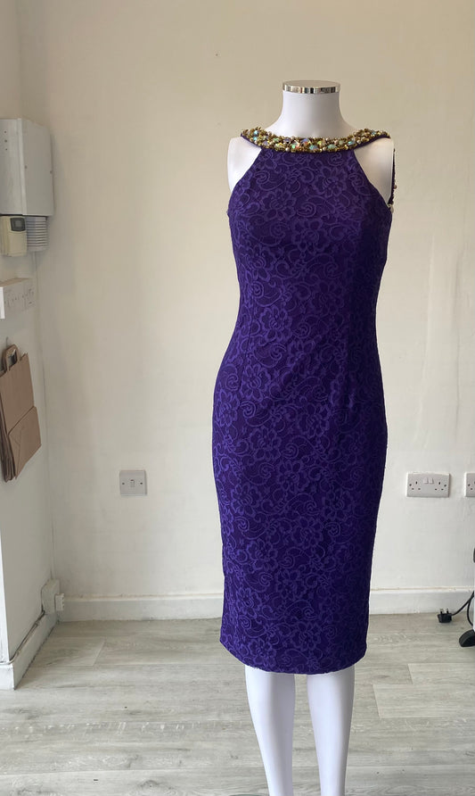 Pia Michi Purple Lace Backless Dress Size 8