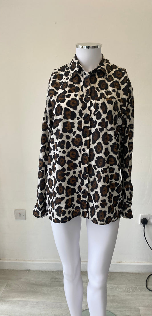 Michael Michael Kors Leopard Print Oversized Shirt Size 8-12