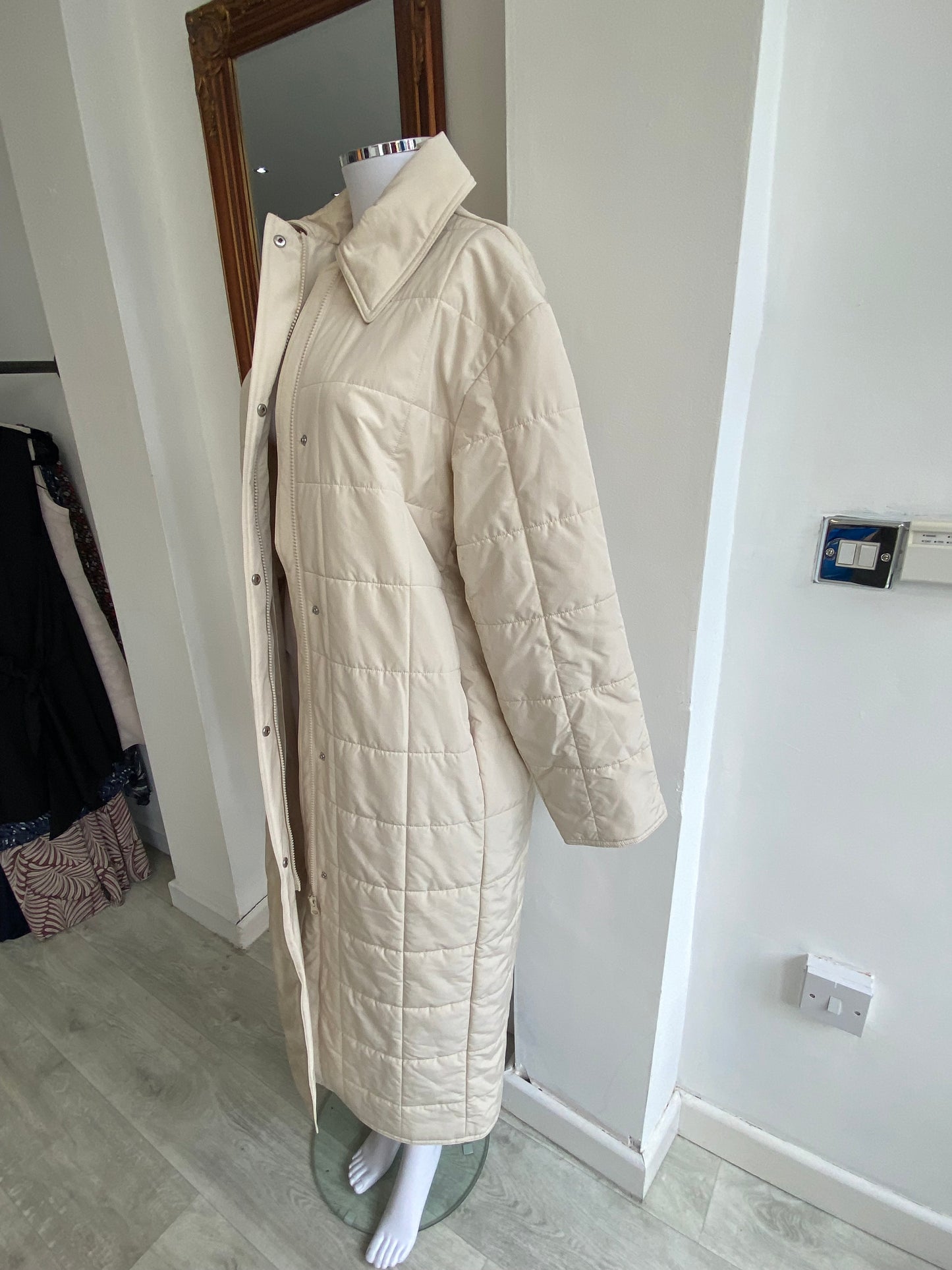 & Other Stories Cream Padded Long Coat Size XS 8-10