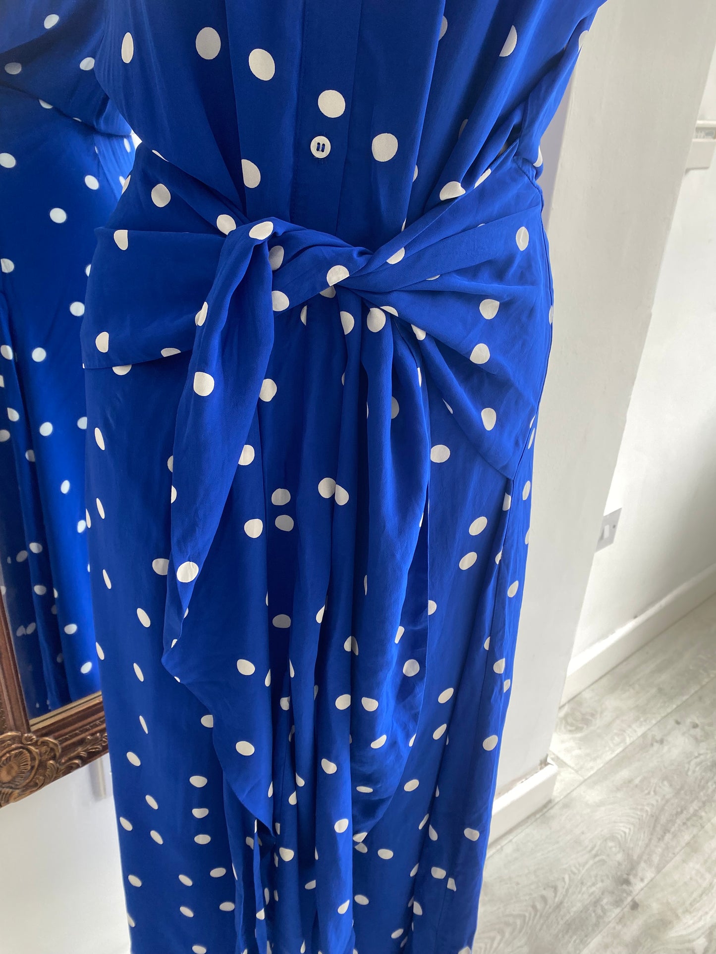 & Other Stories Blue Polka Dot Midi Dress size 8