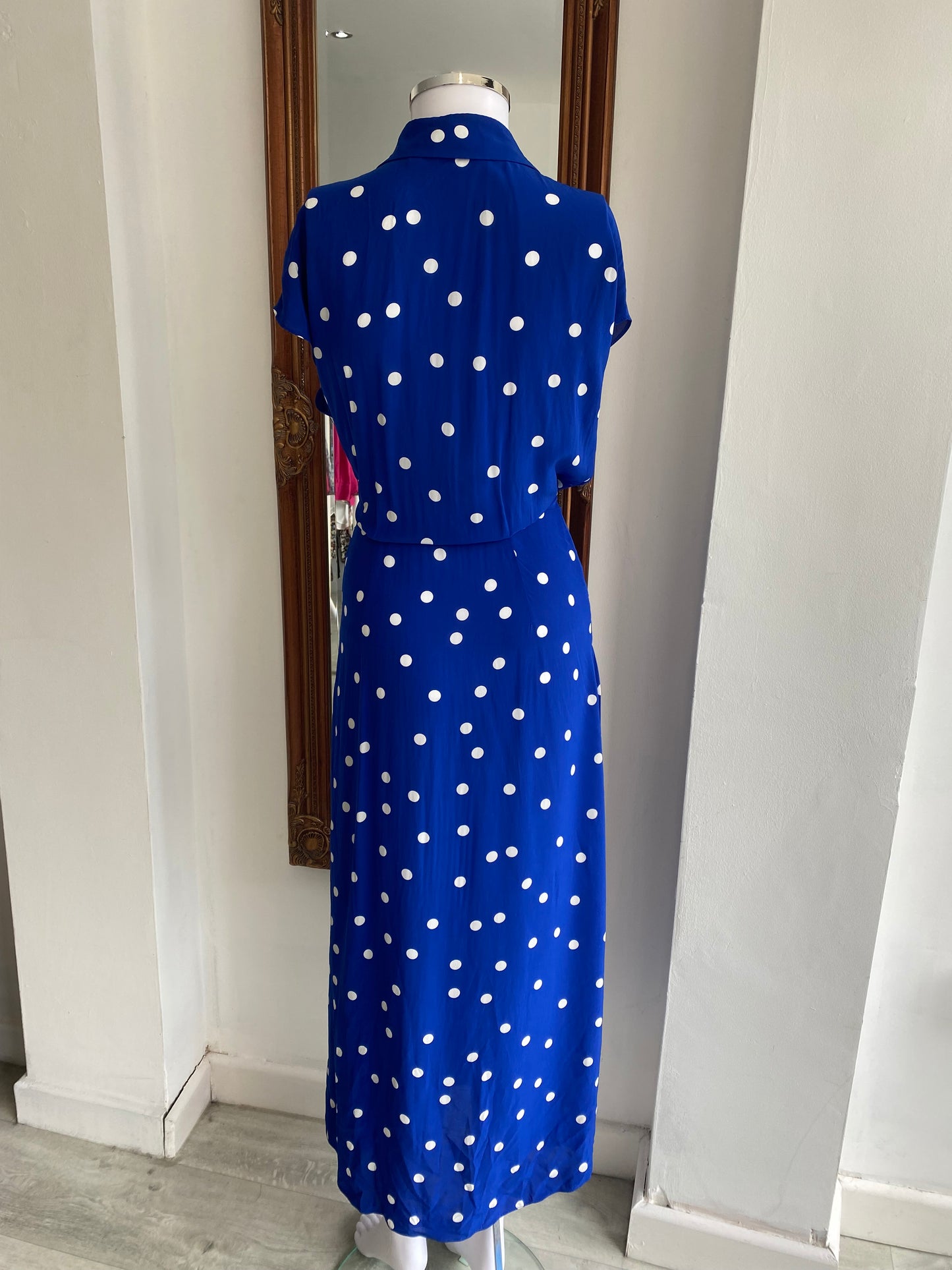 & Other Stories Blue Polka Dot Midi Dress size 8