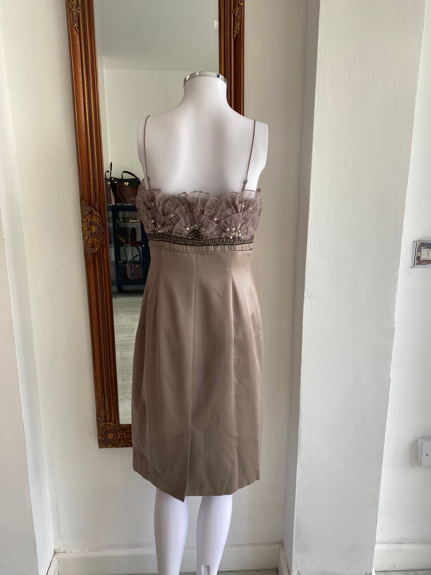 Karen Millen Mauve Strapless Beaded Dress Size 12