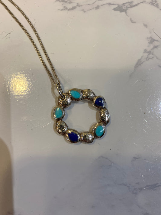 Round Blue Silver Pendant