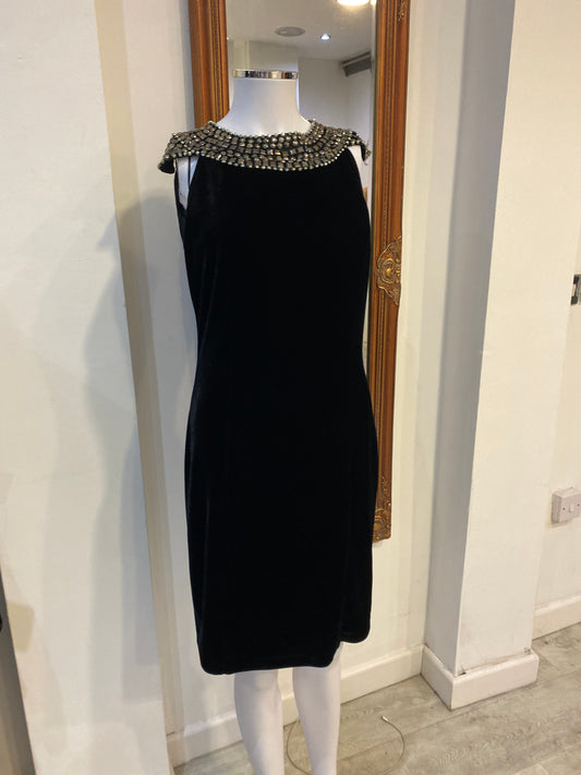 Amy’s Paris Black Velvet Studded Dress Size 8-10