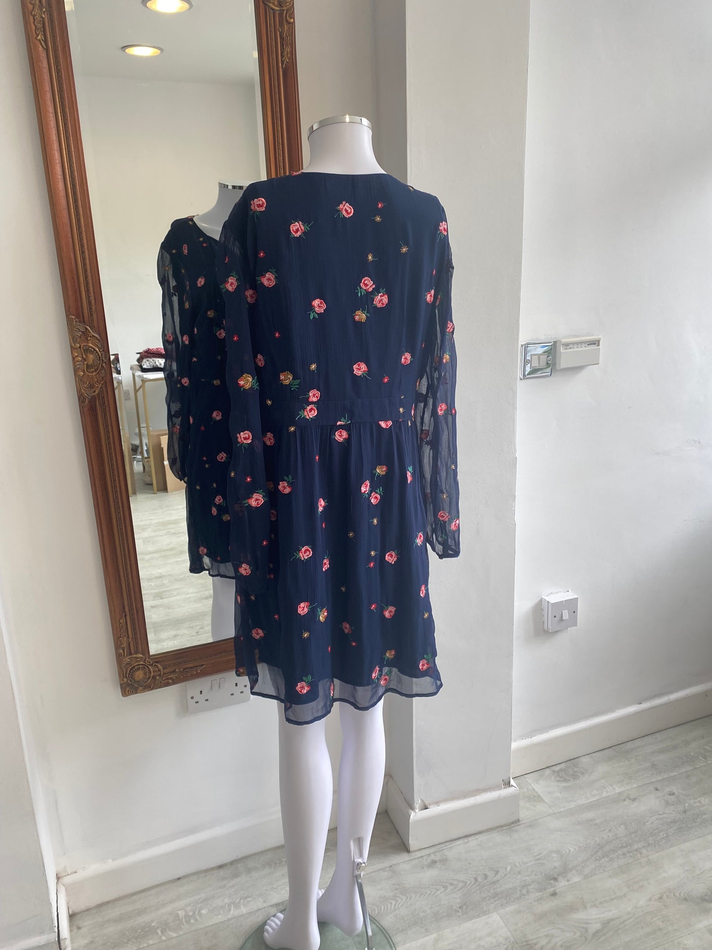 Cath Kidston Rose Embroidered Navy Dress Size 12