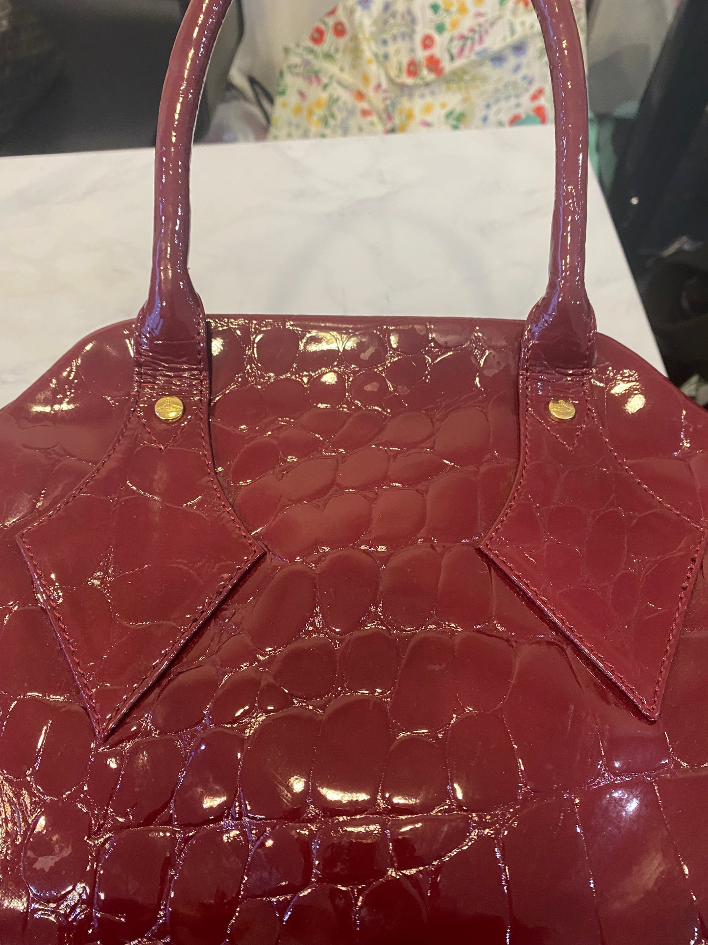 Vivienne Westwood Red Patent Leather Crimson Handbag with Dust at