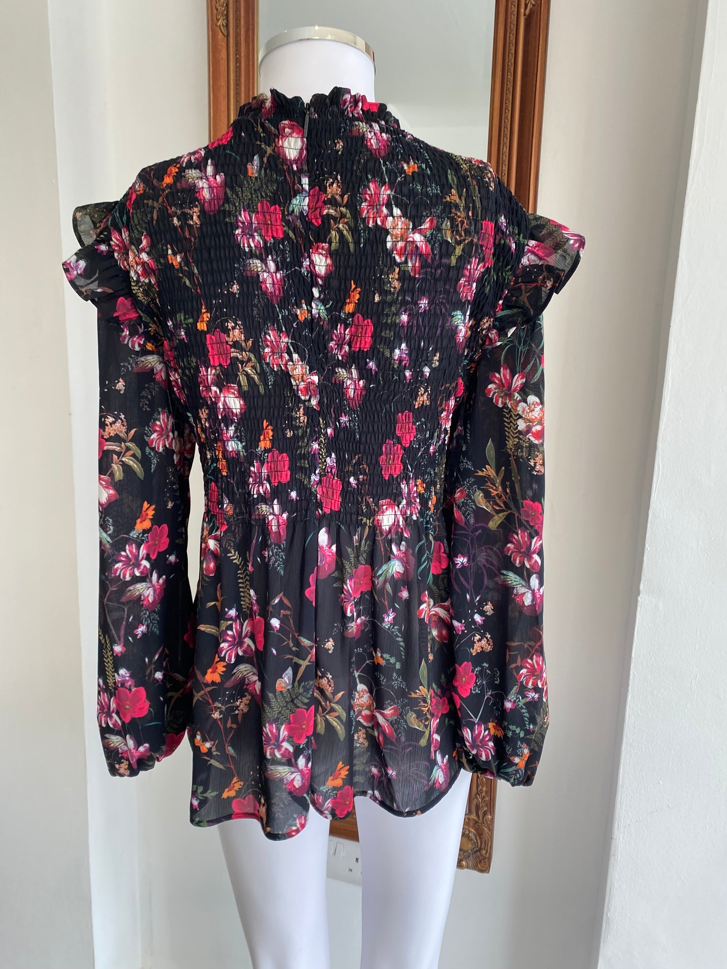 Ted Baker Floral Print Long Sleeved Floaty Top Size 10