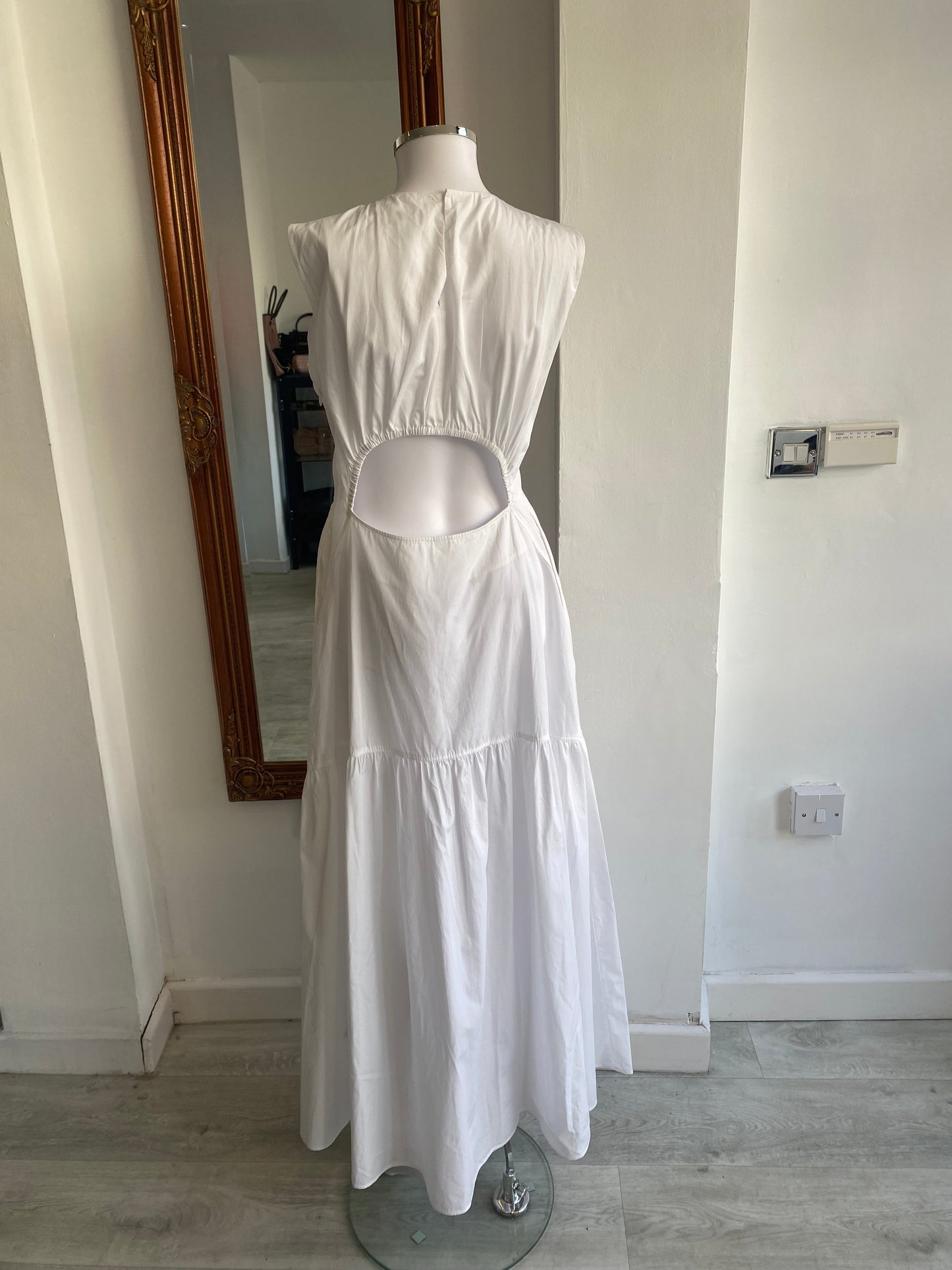 COS White Maxi Dress with Cut Out Back Size 10