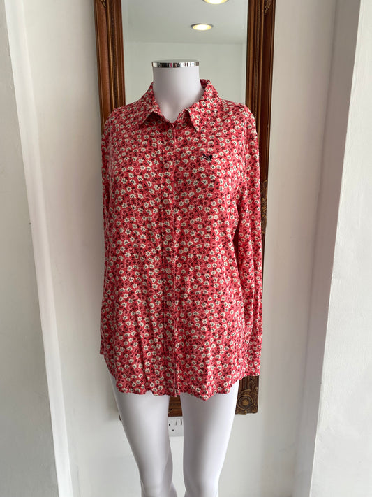 Crew Clothing Company Red Floral Print Shirt Size 10