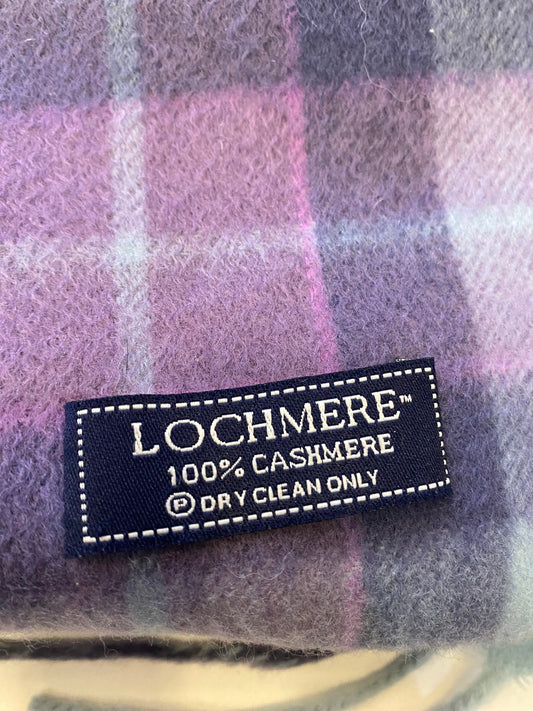 Lochmere 100% Cashmere Purple Checked Scarf