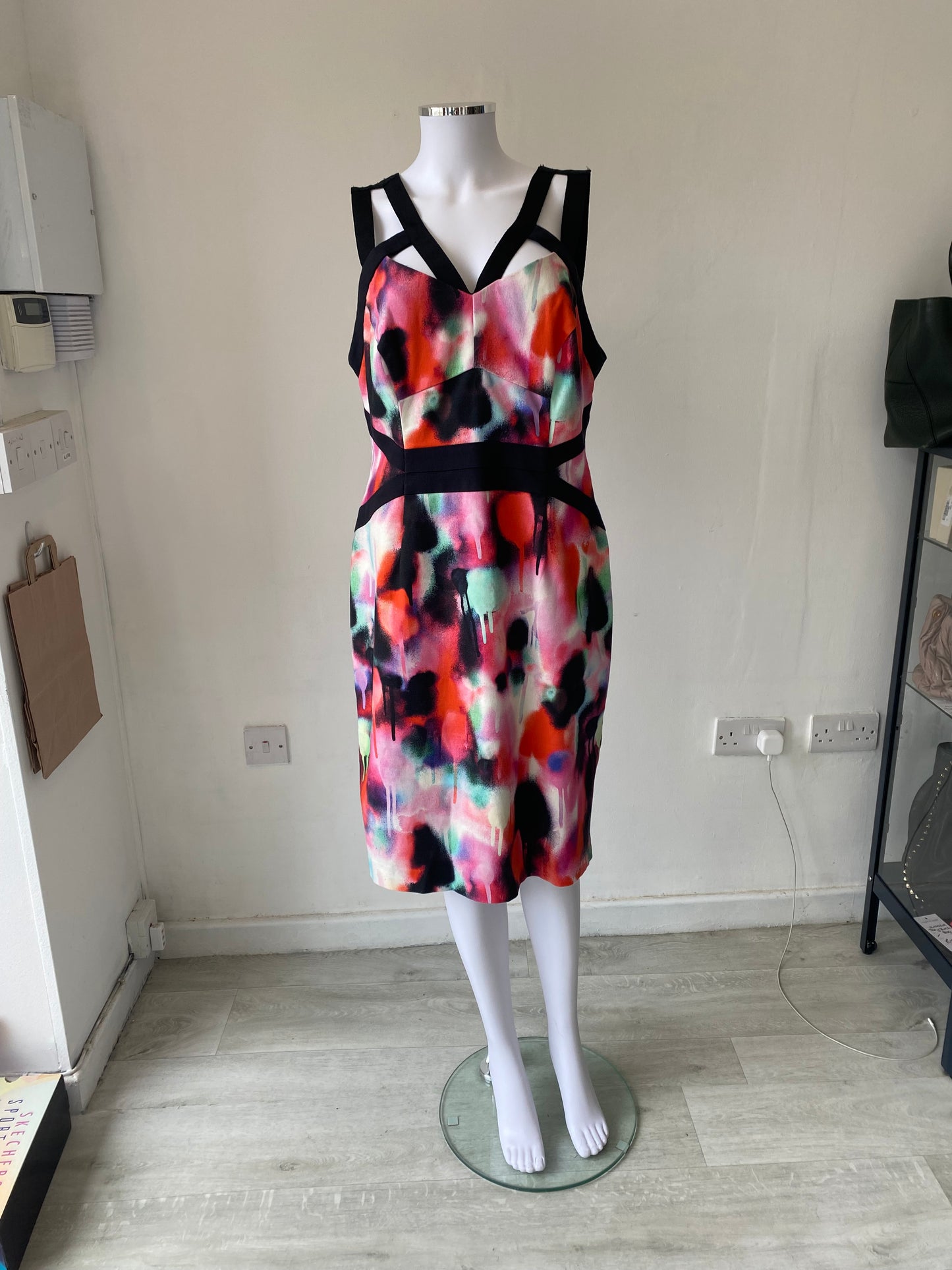 French Connection Paint Print Dress Size 18