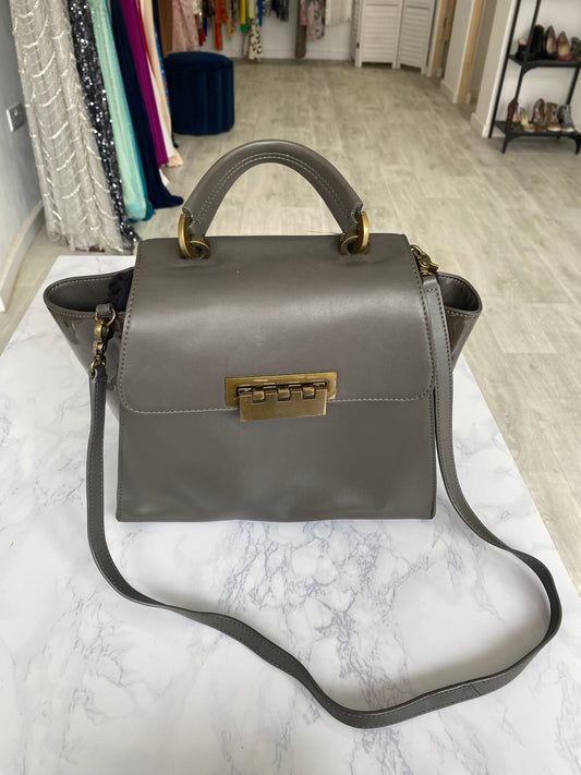 Zac Posen Grey Leather Handbag with crossbody strap