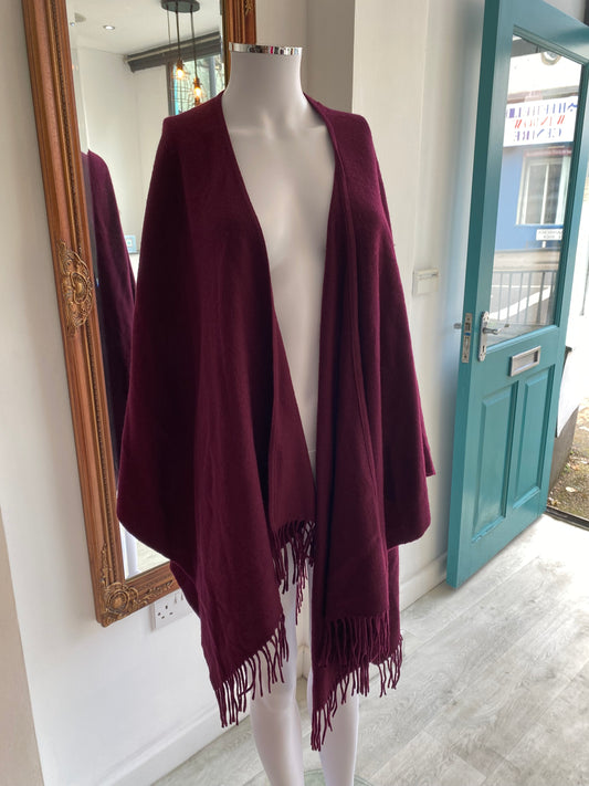 LK Bennett Aubergine Wool and Cashmere Shrug/Cape