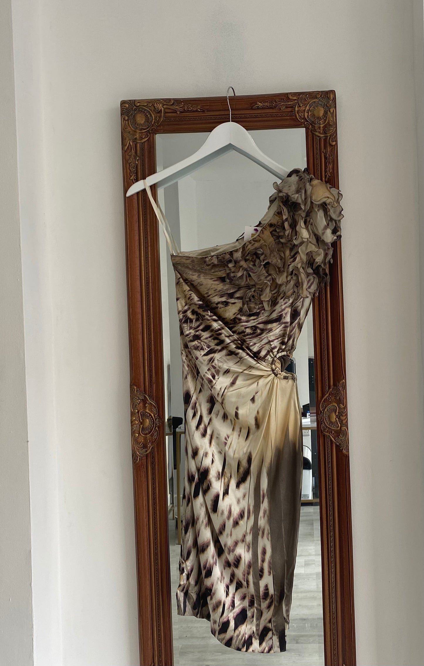 Roberto Cavalli Leopard Print Silk Dress Size 6