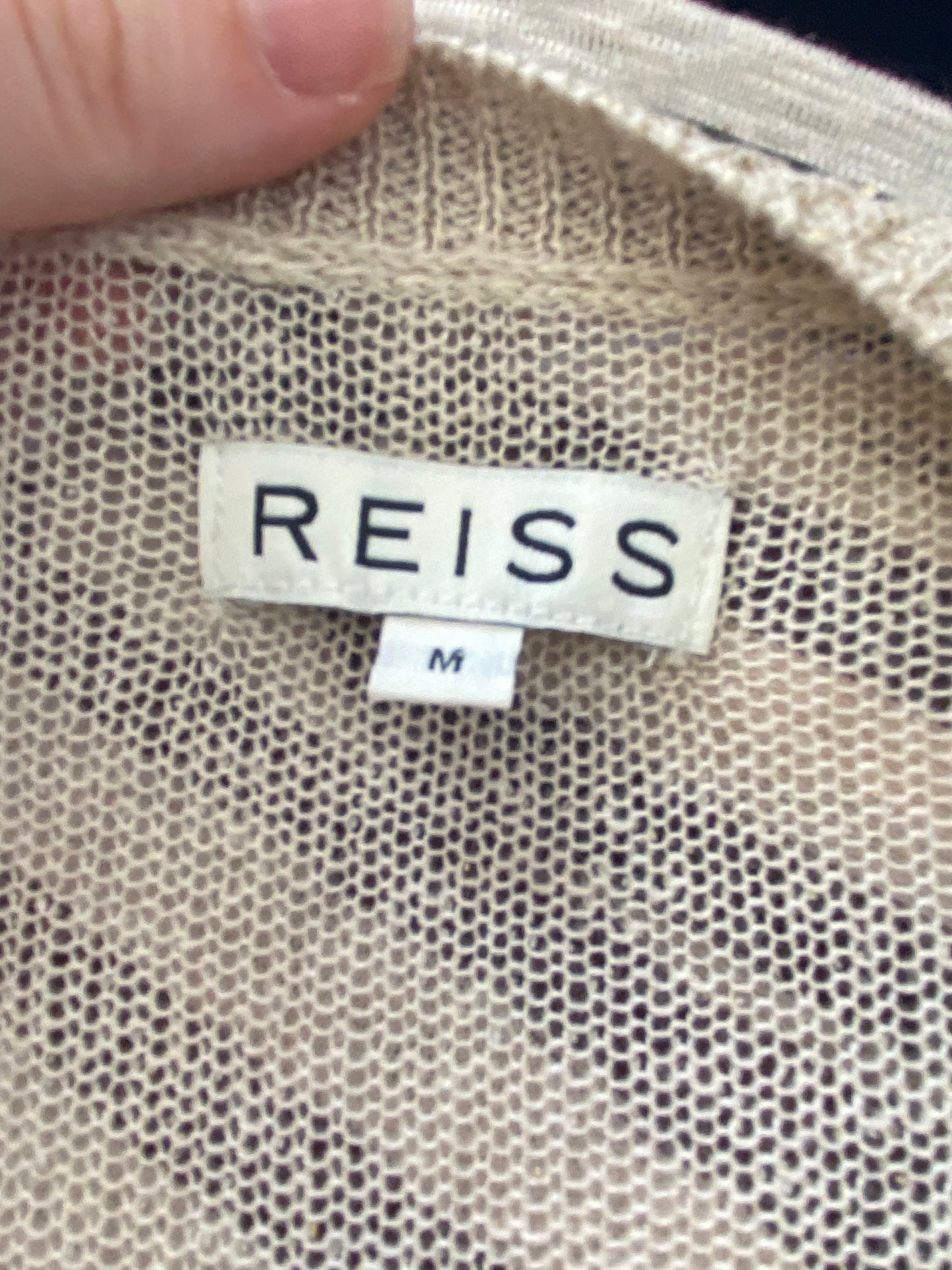 Reiss Beige Cardigan with Gold Threads Size Medium 12