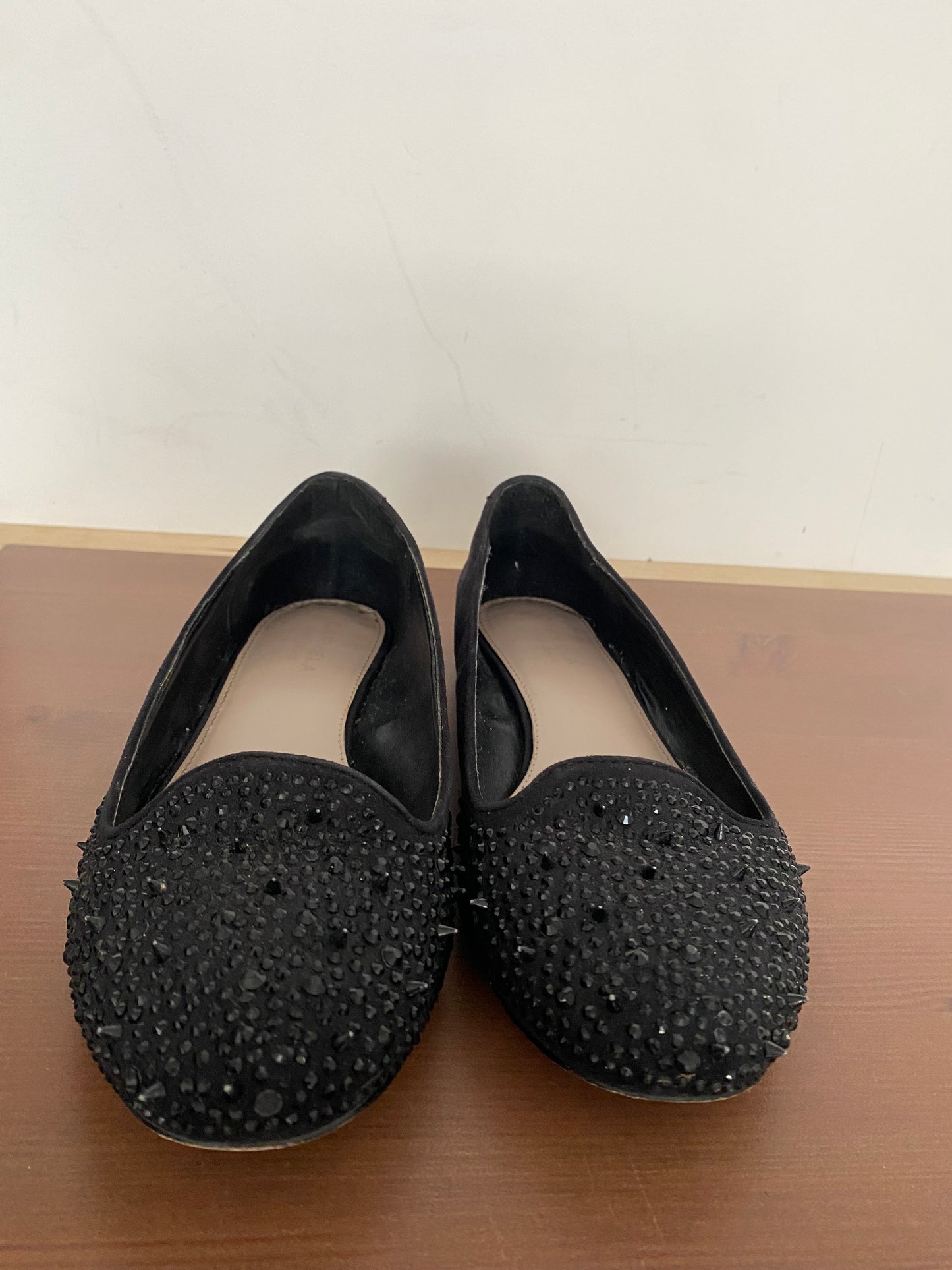 Carvela Black Studded Flat Pumps Size 6