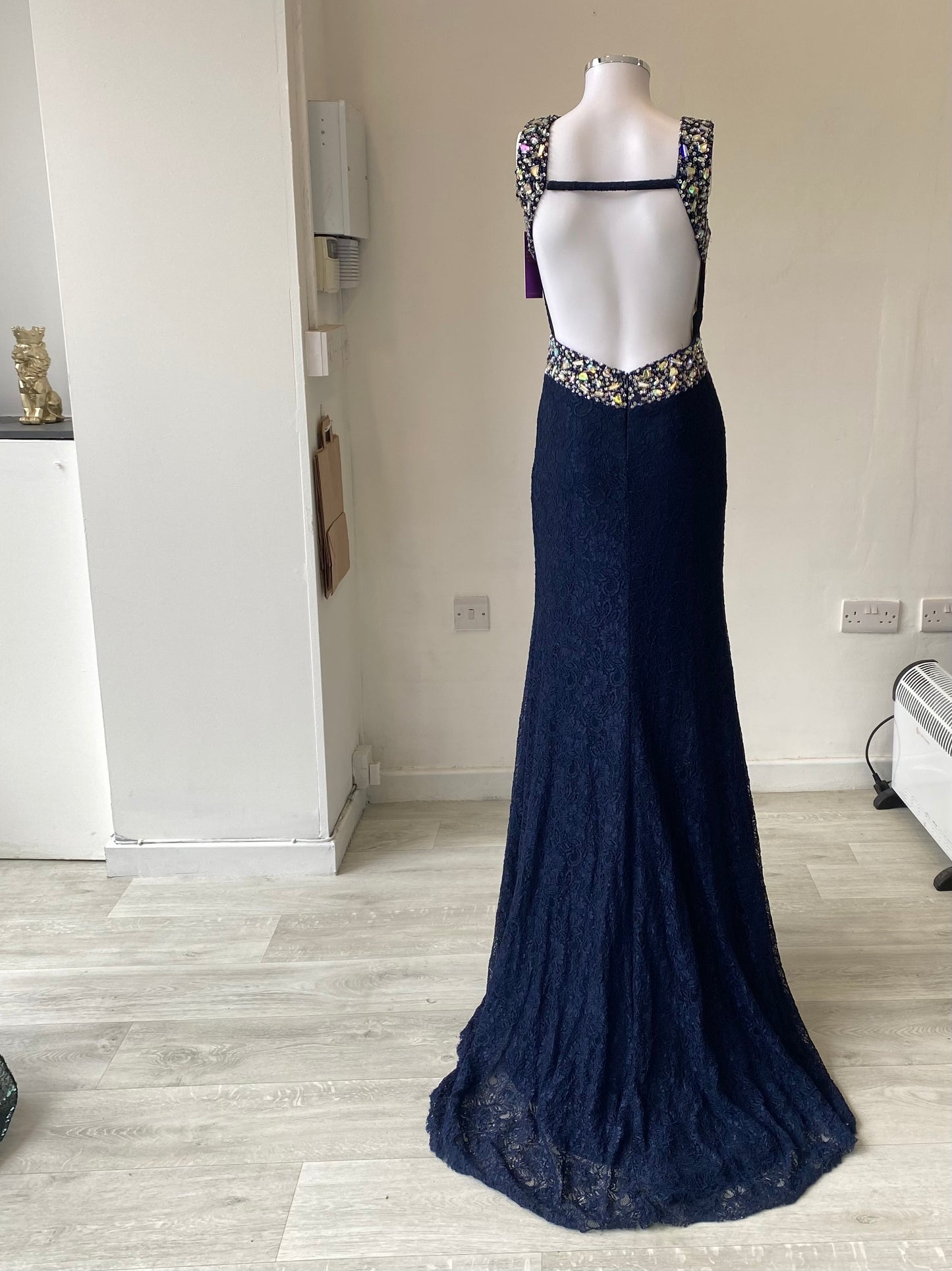 Angel Forever Navy Lace Gown Prom Dress Size 6