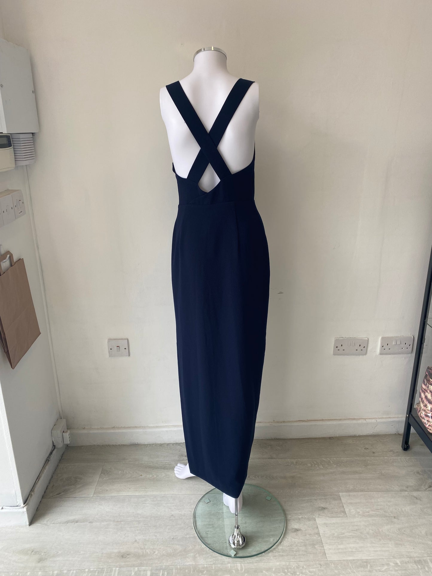 Whistles Navy Long Dress with Crossover Back Size 10