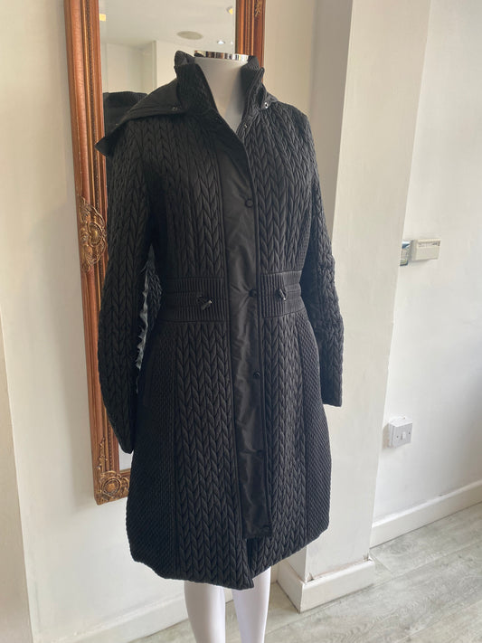 Karen Millen Black Plisse Coat Size 10