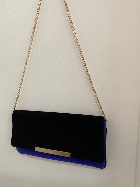 Dune Purple and Black Suede Colour Block Crossbody Handbag