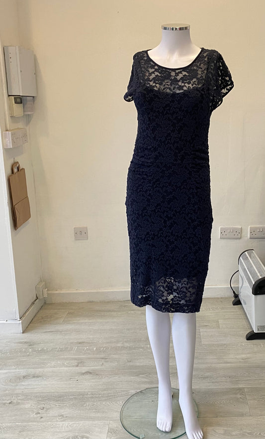 Marc Cain Navy Lace Dress Size 8-10