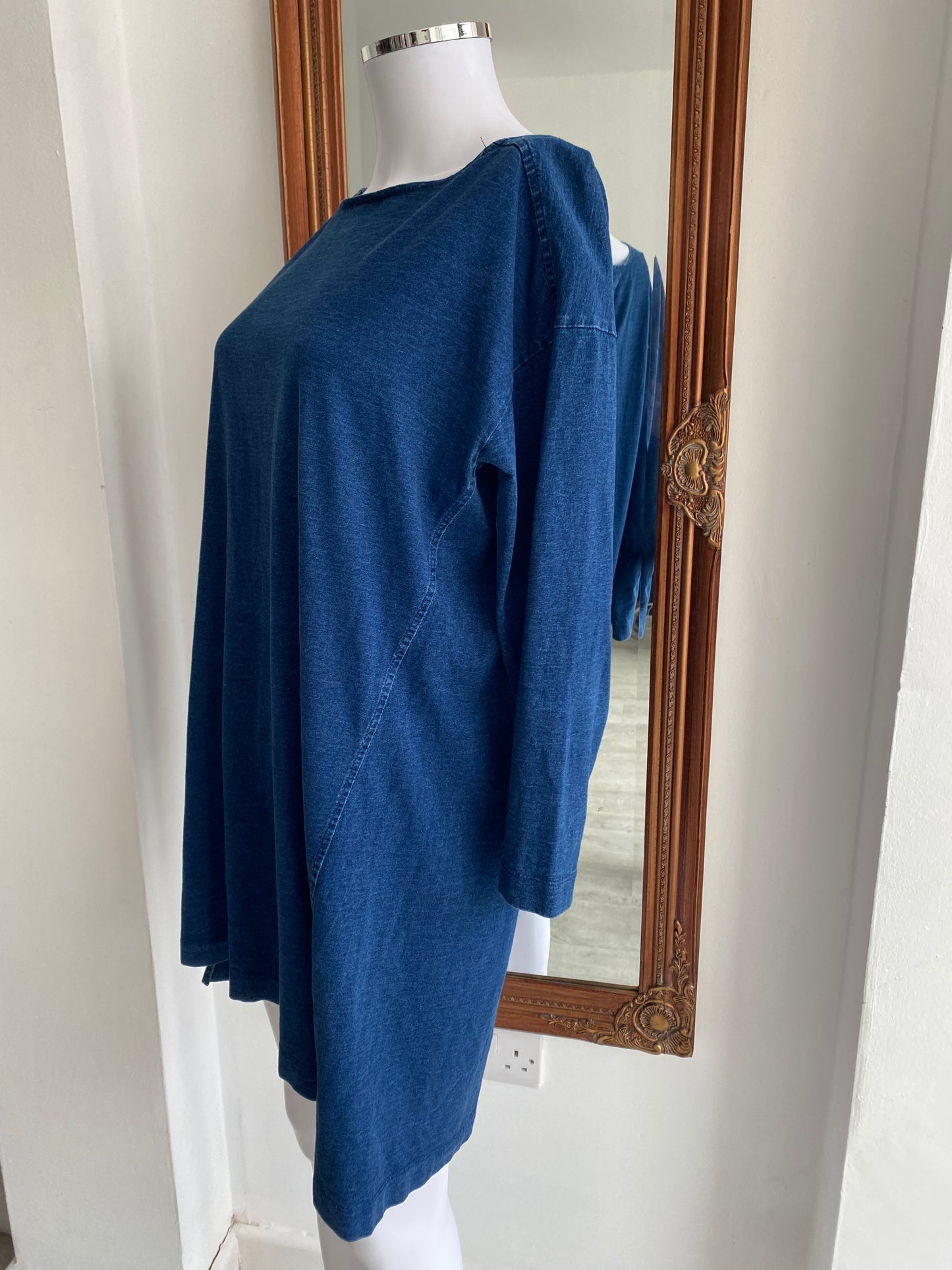 Toast Blue Denim Look Tunic Top Size 12 100% Cotton