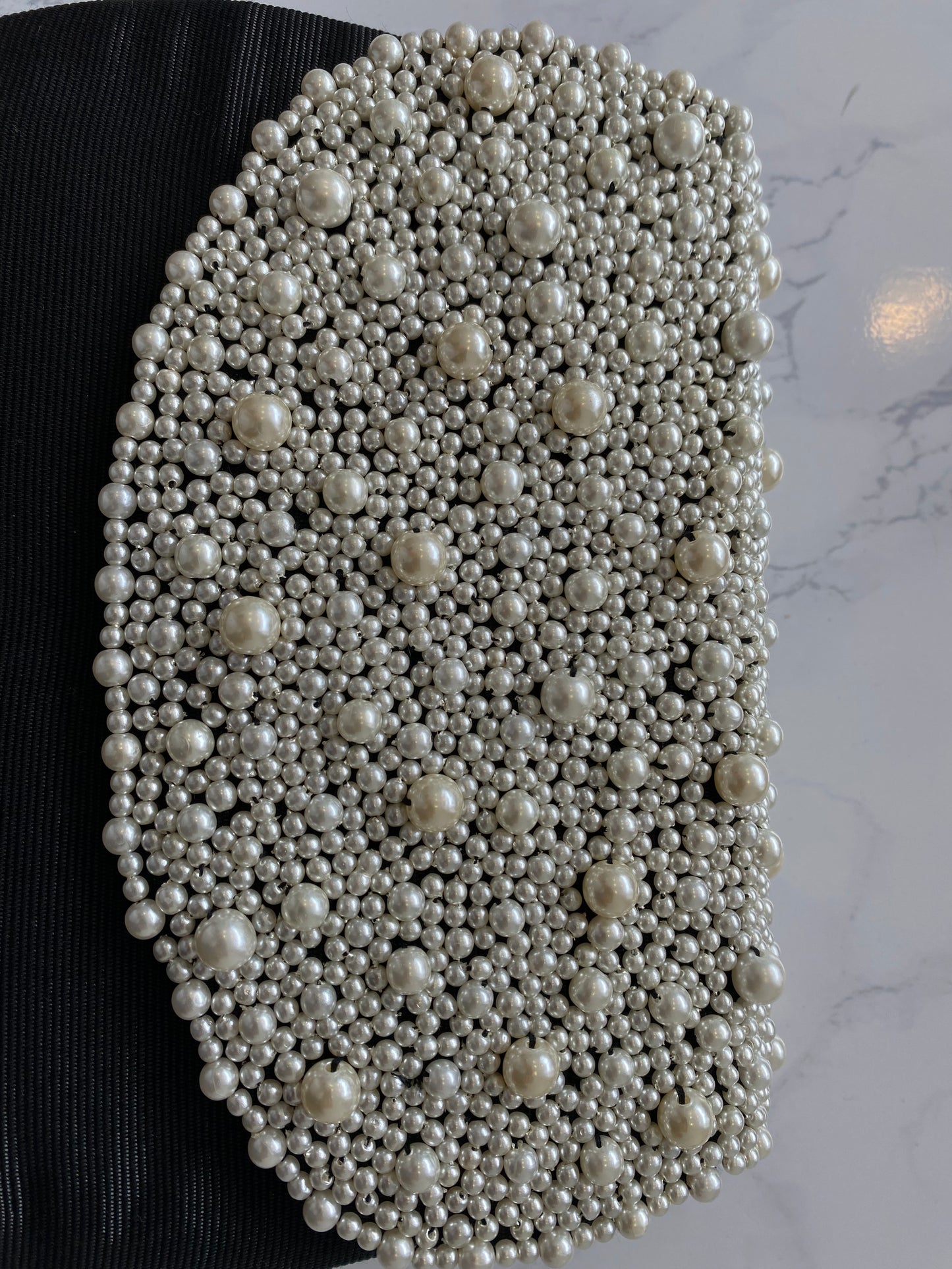 Black Clutch Bag with Pearls